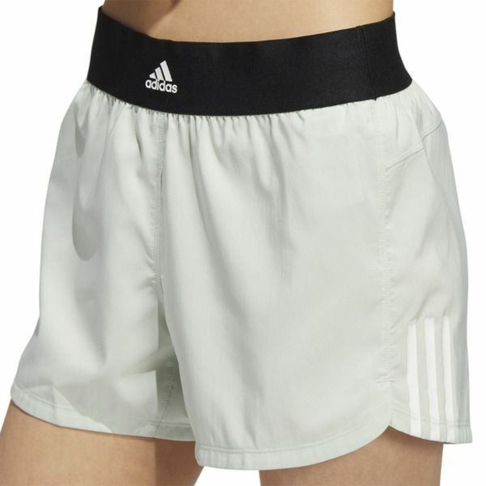 Adidas High-Waist Woven 3-Stripes Pacer Shorts Womens XL Linen Green NWT